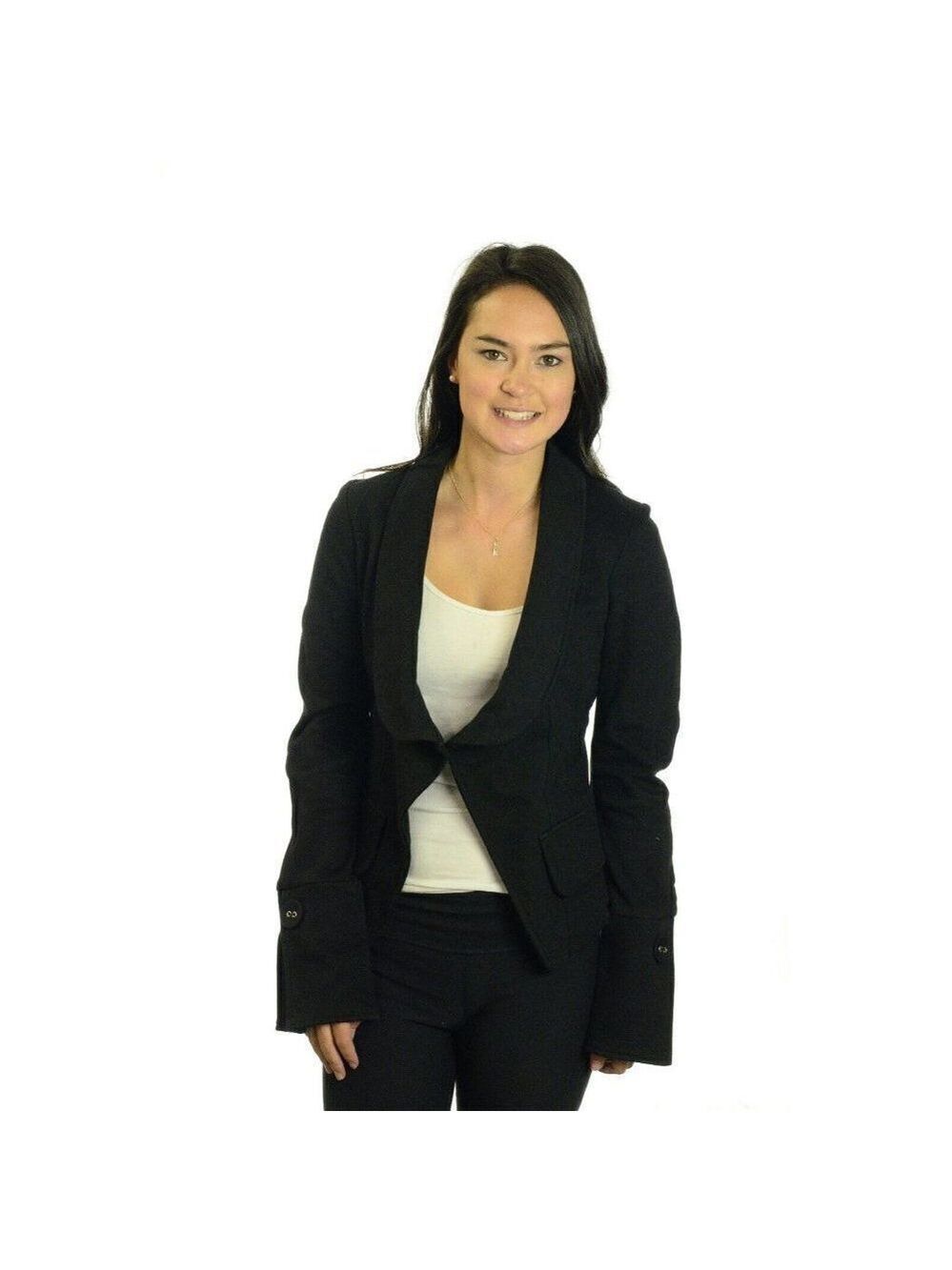 Fluxus Black Round Collar Button Wide Cuffs Blazer
